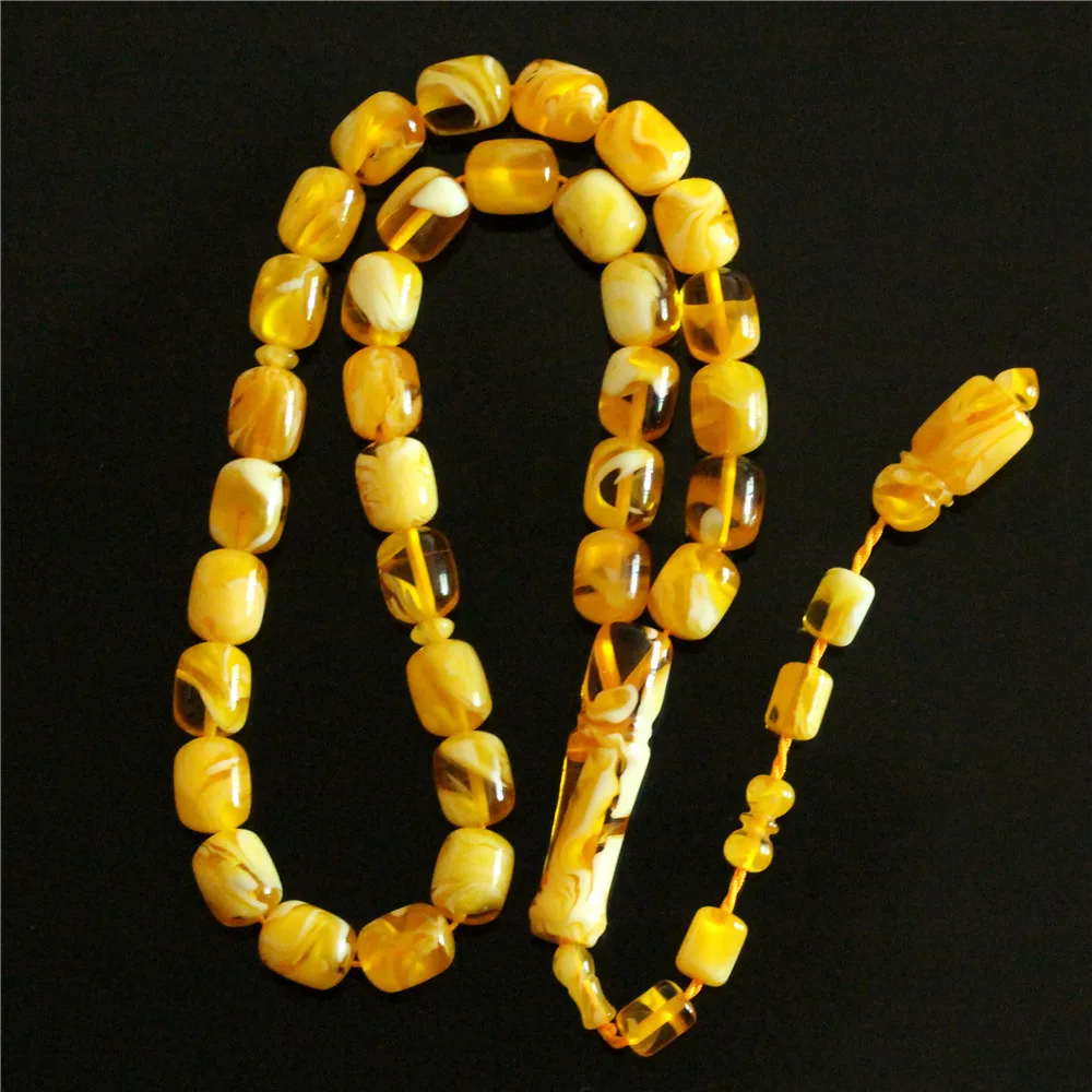 Muslim Tesbih Misbaha Tasbih sibha Islamic Prayer Beads Resin Amber cylinder 11*13mm 33pcs Rosary bead