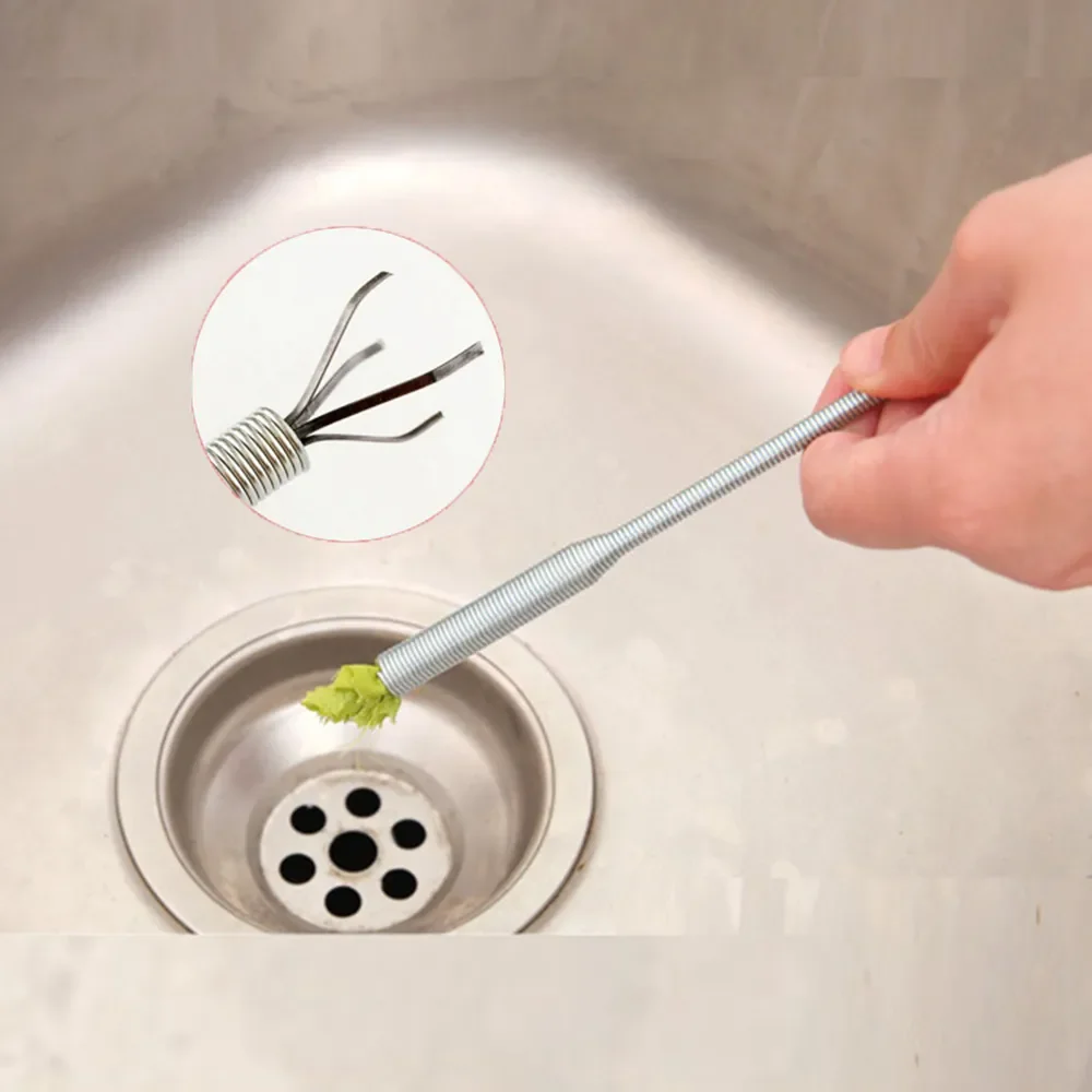 

Kitchen Sink Hair Catcher Sewer Claw Spring Pipe Dredging Tools 60cm Drain Snake Drain Cleaner Sticks Clog Remover
