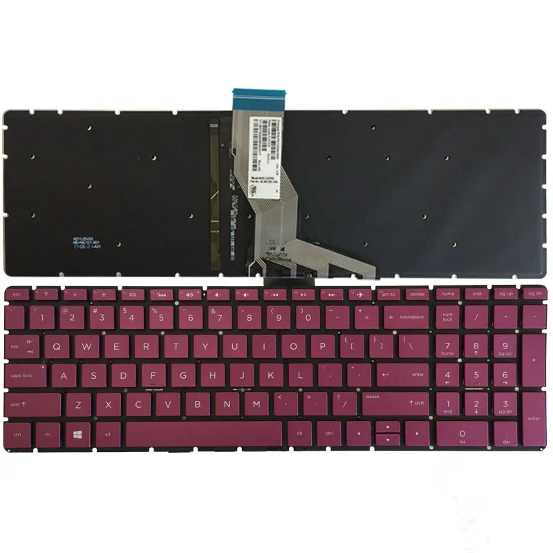 

US Backlit laptop keyboard for HP 17-bs024ds 17-bs025ds 17-bs026ds 17-bs028ds 17-bs051od Black/Fuchsia/Green