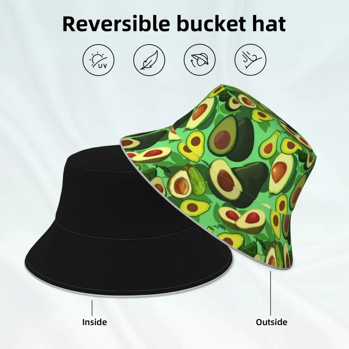 

Панама с зеленым авокадо, Классическая Светоотражающая шляпа с принтом фруктов, для Гавайских и рыбаков, двусторонняя, для мужчин и женщин