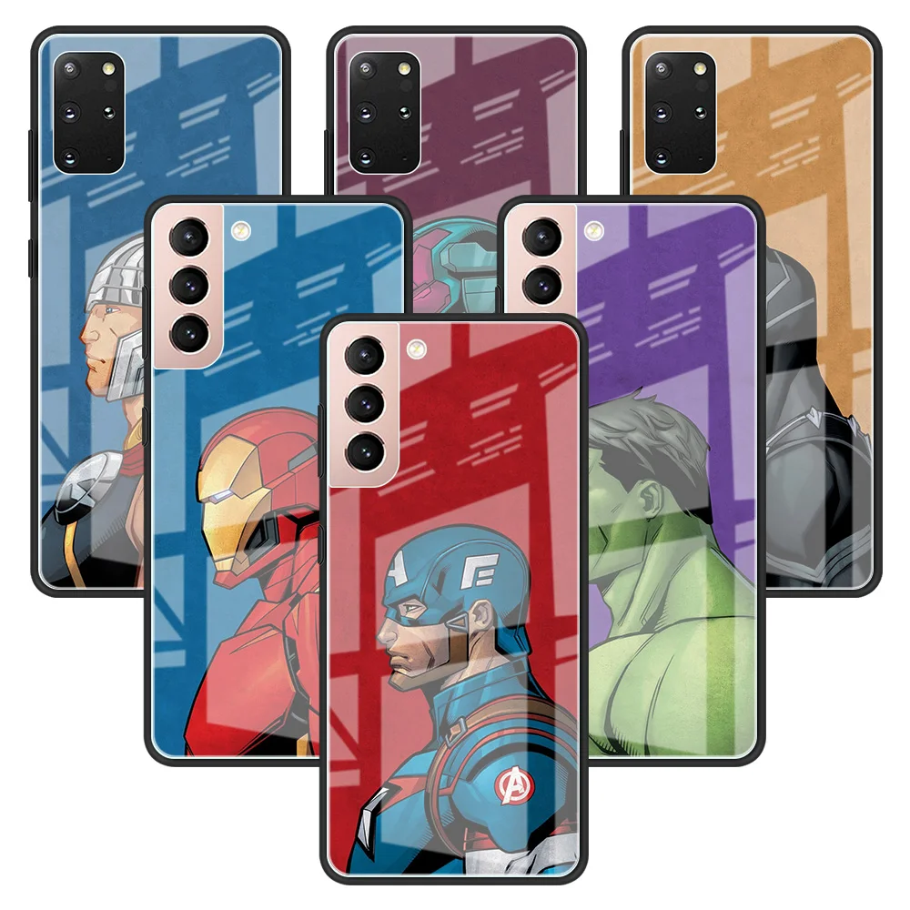 

Glass Case For Samsung Galaxy S21 Ultra S20 FE S22 S10 S9 Plus Cell Phone Funda Cases S8 Note 20 10 Cover Avengers Marvel Heroes