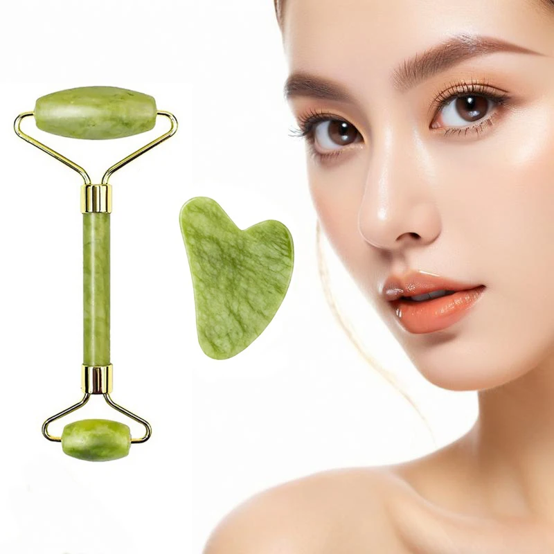 Фото 2 шт. Gua Sha натуральный камень Gowoman Gua Sha камень для лица Gua Sha Visage ролик для массажера лица инструмент гуашь скребок LBHL07 №5