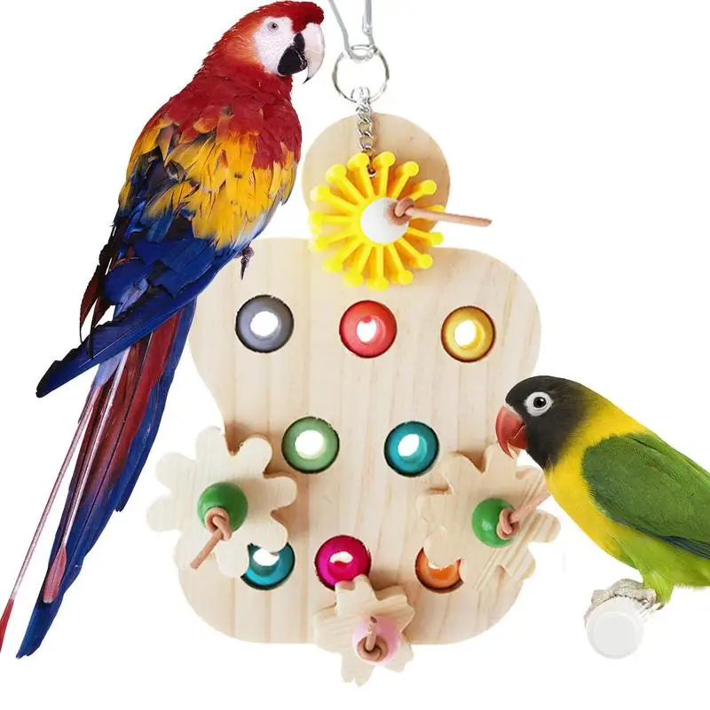 

Wooden Bird Toys Wood Cage Suspending Bird Toys Parakeet Finch Toy Wooden Cage Bird Toy Parrot Bite Cage Toy With Hook