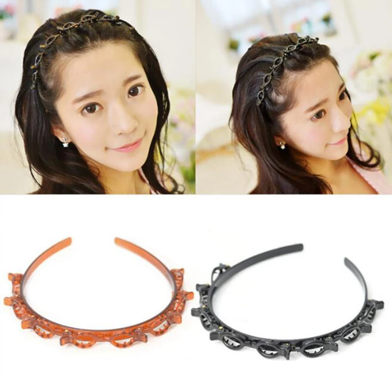 

Fashion Double Layer Band Twist Hair Clips Black Braider Head Hoop Hairpin Headband Beauty Tool Hair Accessories 2023 New Trend