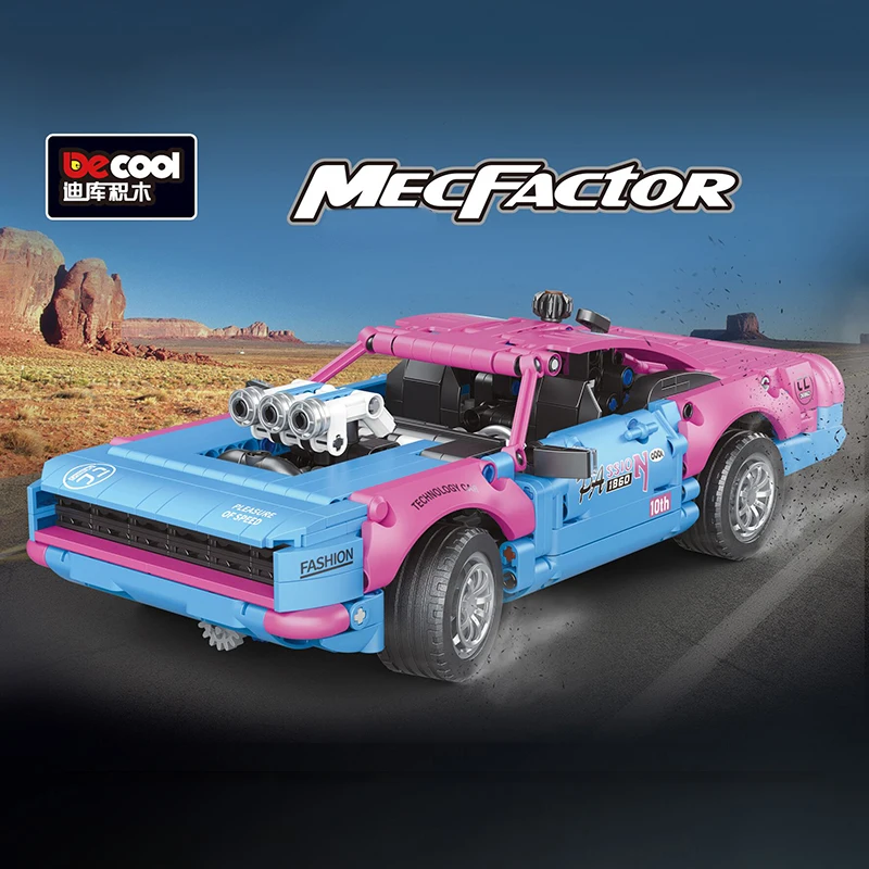 

Technicial Mini Racing Car Powder Blue Color Matching Tiffany Blue Vehicle Model Building Block Brick Toys Kids Gift Set