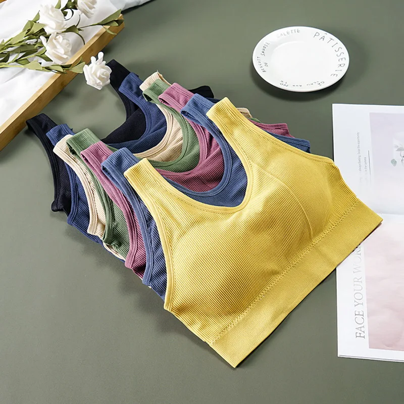 Bralette Fitness Thin Shoulder Strap Underwear Women Anti-light Shockproof Push Up Full Cup V Back Bra Lingerie 2022