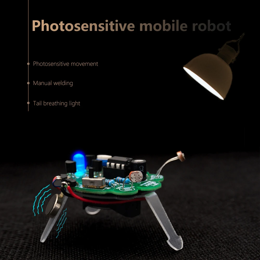 

Photosensitive Mobile Robot Kit Firefly DIY Bulk Tail Breathing Light Fun Electronic Education Training