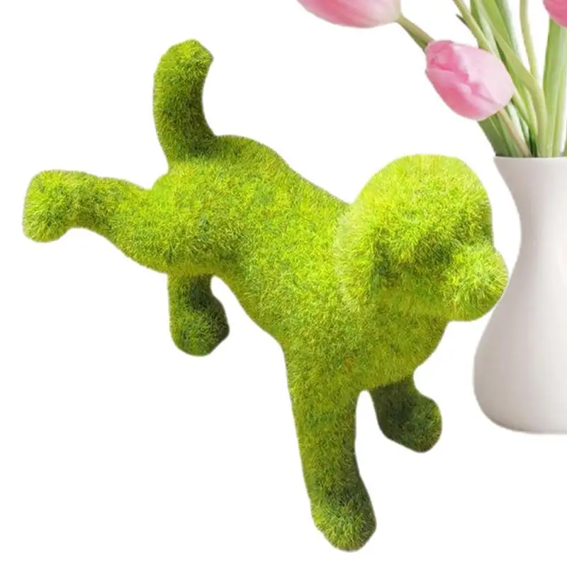 

Fuzzy Flocked Animal Artificial Moss Rocks Dog Shaped Ornaments Animal Flocking Ornament For Plants Patio Garden Home Decor