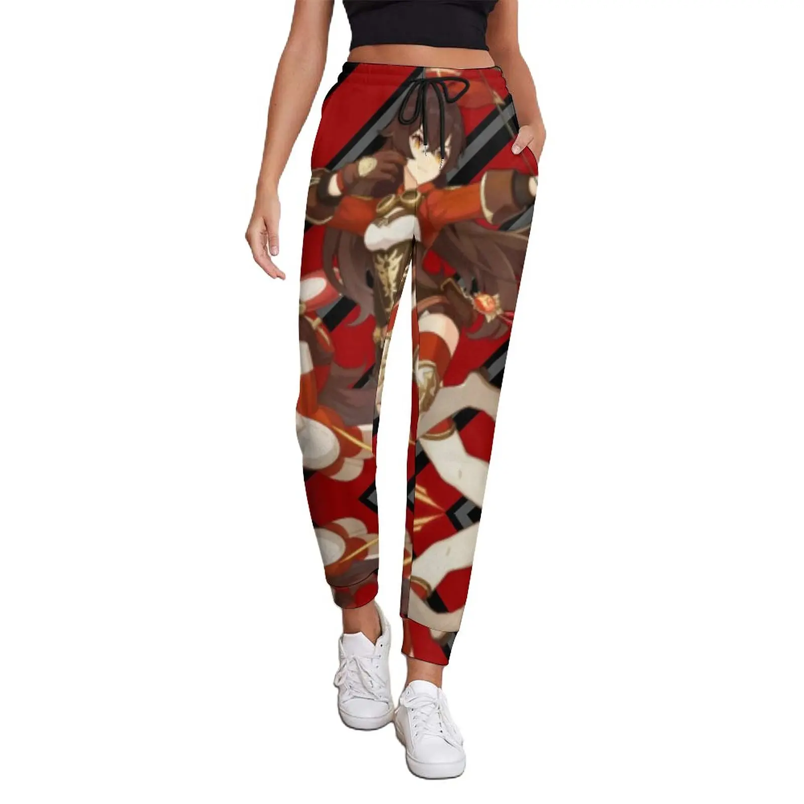 

Anime Genshin Pants Female Amber Wish Print Aesthetic Sweatpants Autumn Elegant Design Trousers Big Size 2XL