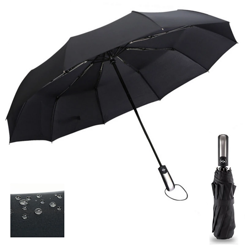 

Зонт Автоматический складной с защитой от ветра и дождя для женщин и мужчин, зонтик складной большой роскошный 10K