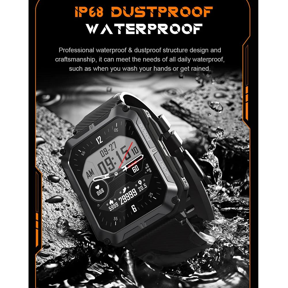 Мужские умные часы уличные кровяное давление водонепроницаемые с синим зубом