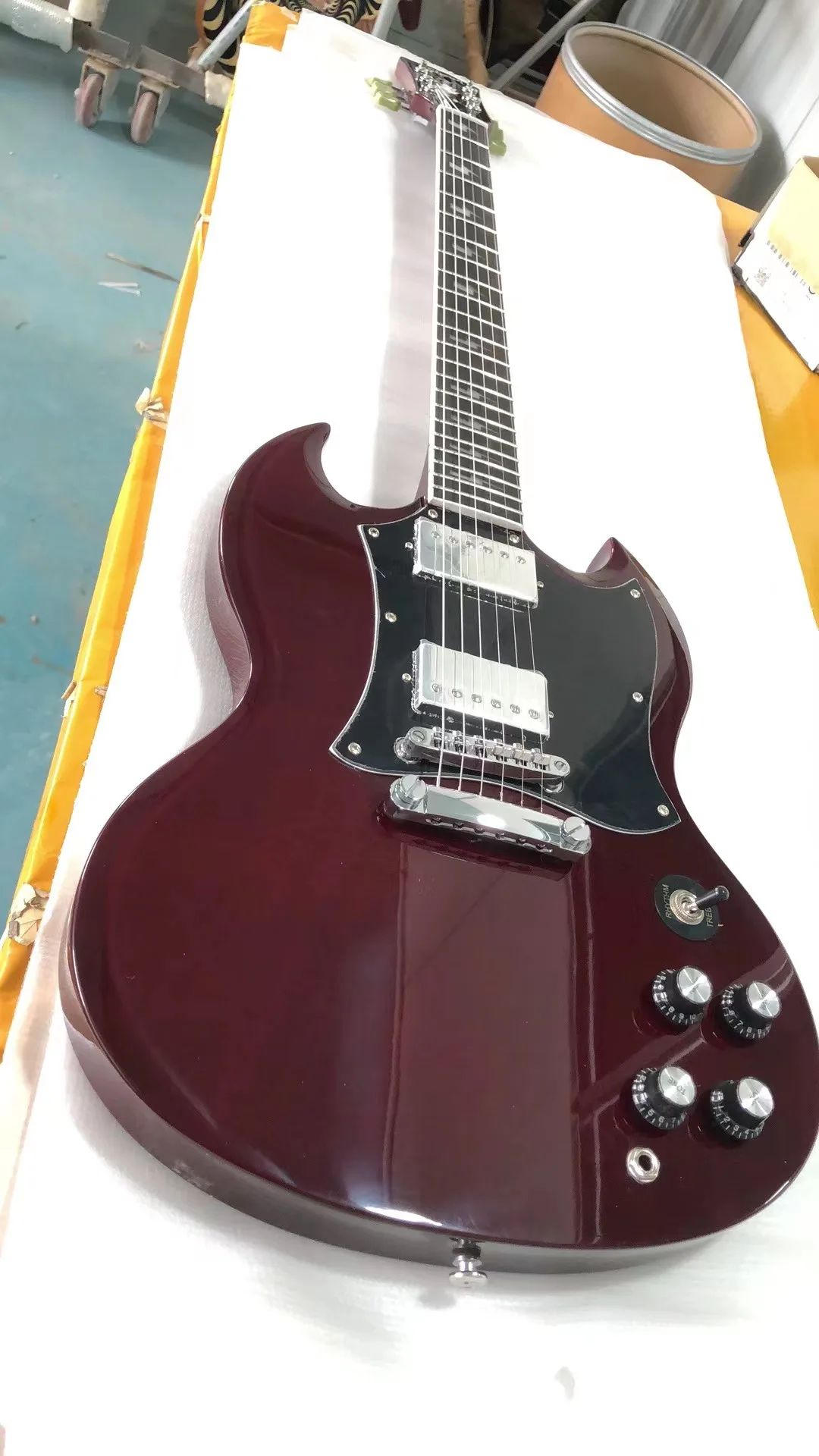 

Wine Red SG Electric Guitar Mahogany Body Chrome Hardware Glossy Finish ,Free Delivery