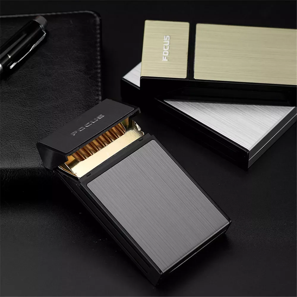 

2023NEW Cigarette Box 20pcs Capacity Cigarette Case Metal Cigar Tobacco Holder Pocket Box For Slim Cigarette Accessories Gadget