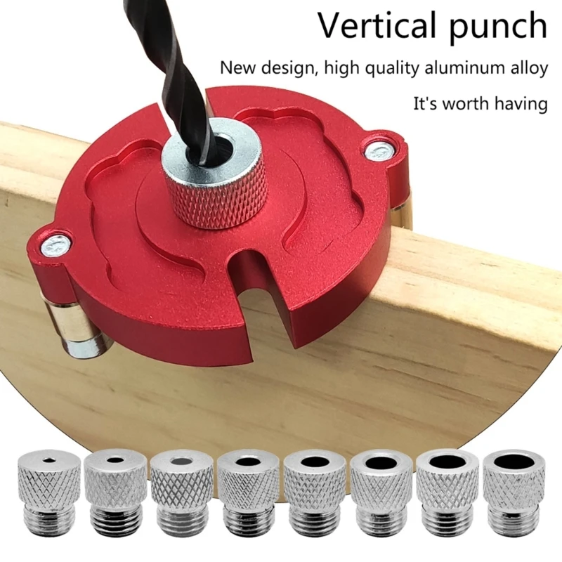 

Woodworking Self-Centering Doweling Jig Drill Kit Vertical Hole Drilling Guide Punch Locator with 3-10mm Drill Bushings KXRE