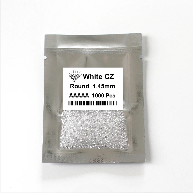 

china Wholesale Loose Gems 500pcs 1mm 2mm AAAAA Grade Round White Cubic Zirconia Stone for Watch Making