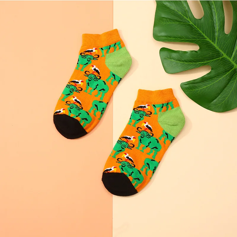 (2 pairs) men's and women's same summer thin boat socks ins trend cotton socks