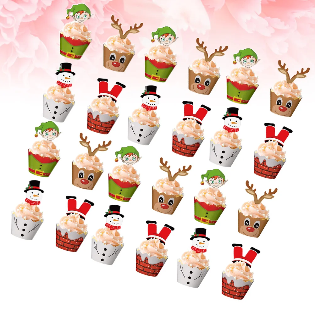 

Cake Cupcake Toppers Topper Christmas Deer Party Wrappers Snowmen Picks Wedding Baby Shower Birthdaydecoration