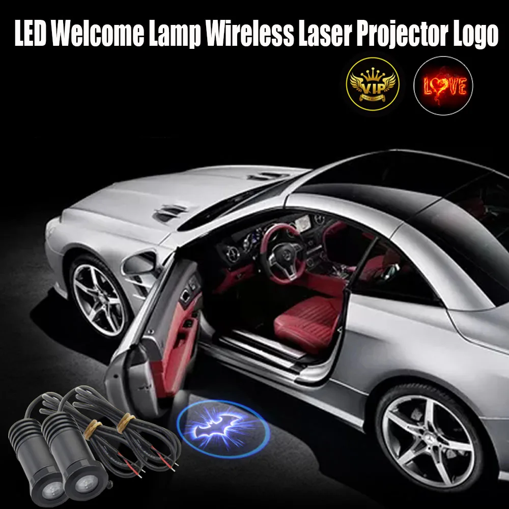 

2 шт., автомобильный лазерный светильник для двери, светодиодная лампа для стайлинга автомобиля, беспроводной лазерный проектор с логотипом...