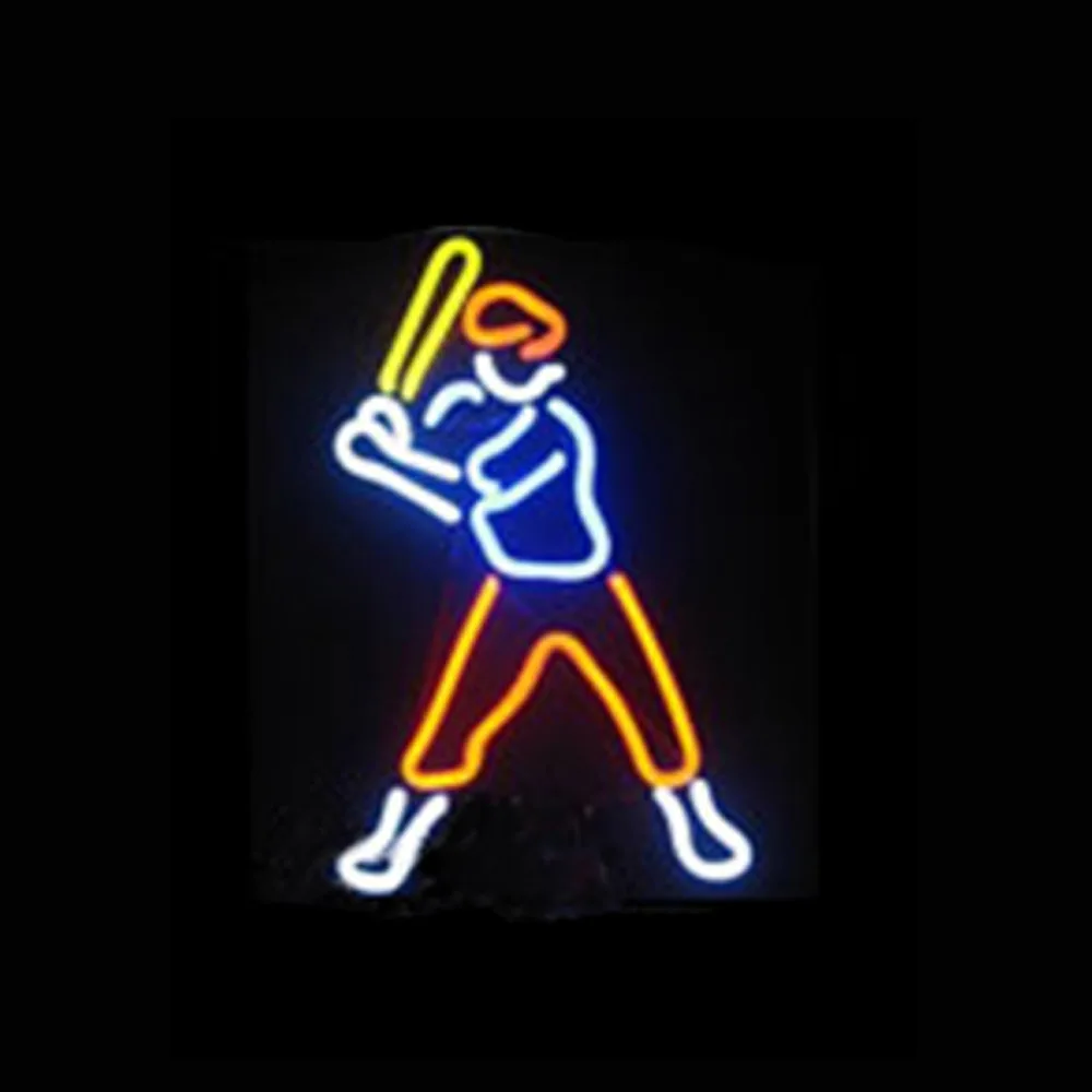 

Baseball Player Neon Light Sign Custom Handmade Real Glass Tube Sport Bar Game Room Advertise Wall Decoration Display 14"X17"