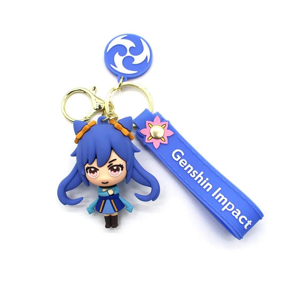 Anime Game Keychain Genshin Impact Xiao Klee Figure Cartoon Key Chain Cosplay Props Accessories Bag Pendant Friend Toys Gifts