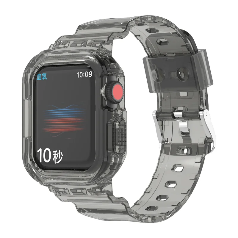 

New Strap For Apple Watch Transparent Sport silicone Applewatch4567 Generation TPU Integrated Glacier Strap 40/41mm 44/45mm