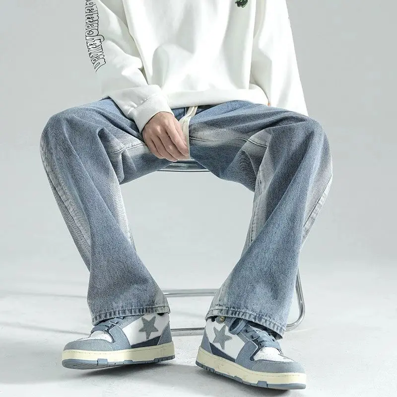 

Y2k Streetwear Pants for Men Casual High Street Loose Wide Leg Straight Jeans Baggy Harajuku Fashion New Male Black Trousers