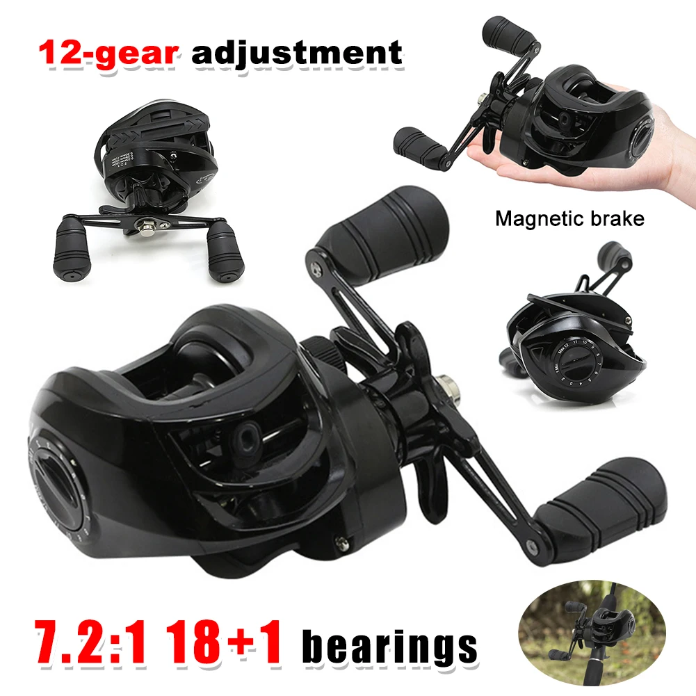 

Ultralight Baitcasting Fishing Reels 18+1BB Fishing Reel 10KG Max Drag 7.2:1 Ratio Metal Spool Saltwater Freshwater Fishing Tool