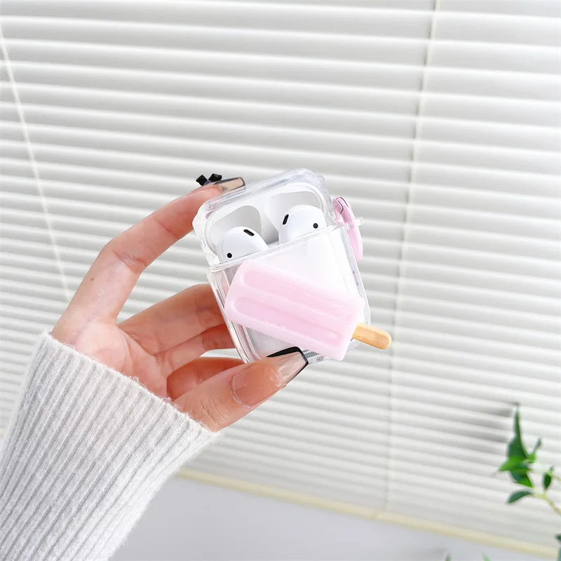 

Creative Ice Lolly Transparent Case for Apple AirPods 1 2 3 Pro Cases Cover IPhone Bluetooth Earbuds Earphone Air Pod Pods Case