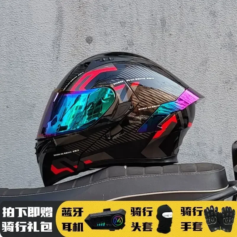 Мотоциклетный шлем анфас гоночный мотоциклетный шлем с двойным солнцезащитным козырьком женские и мужские откидные мотошлемы Capacete De Moto