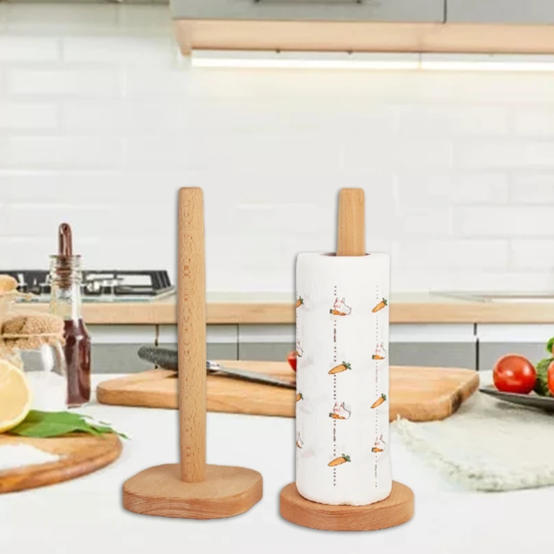 

Wooden Stand Up Paper Towel Holder for Standard Paper Towel Rolls Paper Towel Holder Stand for Bathroom Living Room Y5GB