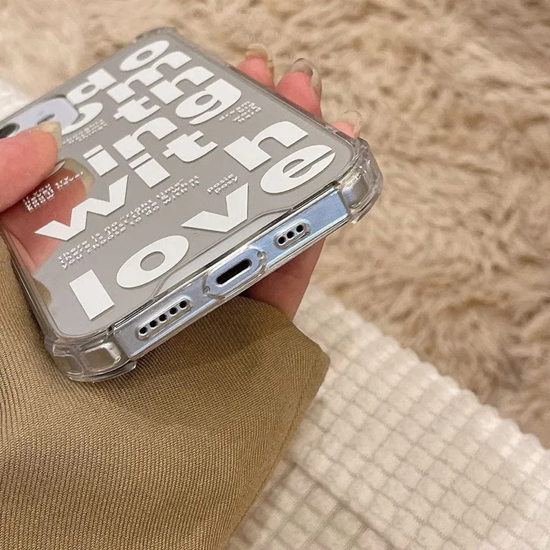 Luxury Letter Makeup Mirror Phone Case For iPhone 12 13 11 Pro MAX Mini XR X XS 7 8 Plus SE 2 Soft TPU Silicone Shockproof Cover