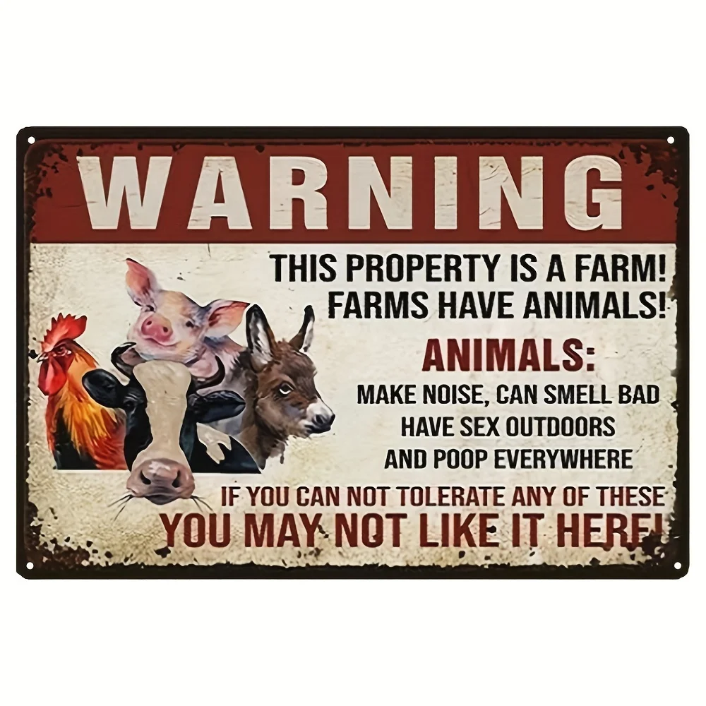 

Metal Tin Sign Bulldog Hereford Cow Dog Farmer Warning This Property Is A Farm Yard Sign Farmhouse Metal Signs Vintage 8x12inch