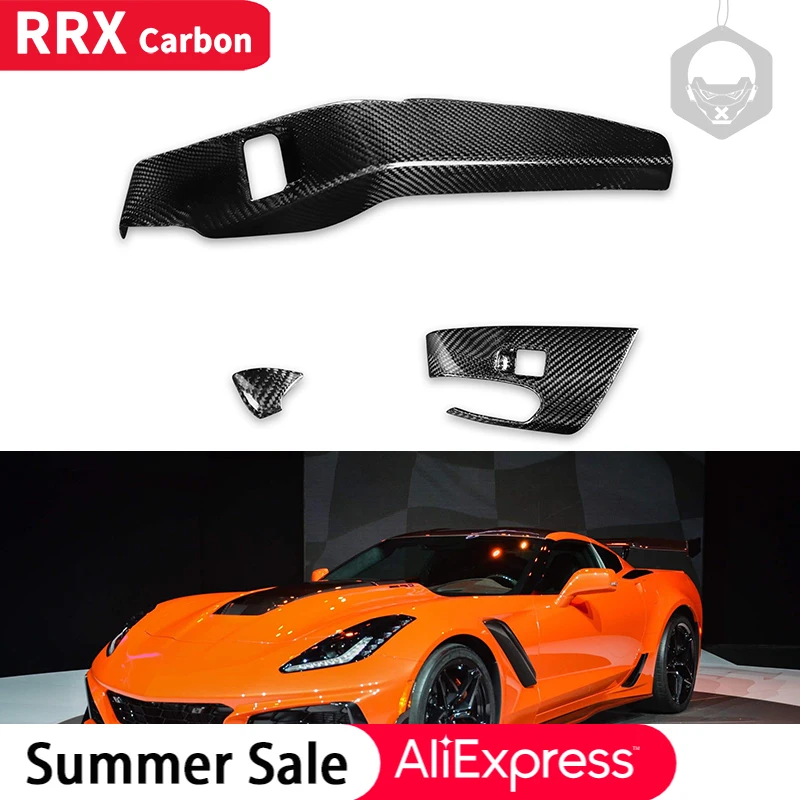 

RRX Real Carbon Fiber Window Lift Switch Button Frame Cover Trim Sticker for Chevrolet Corvette C7 2014-2019 Car Accessories