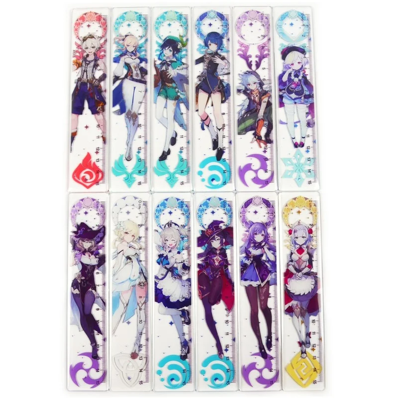 

Эпоксидные ударные линейки Genshin, прямая Линейка аниме Klee Paimon, милые Канцтовары Venti, школьные принадлежности для детей, канцелярские принадле...