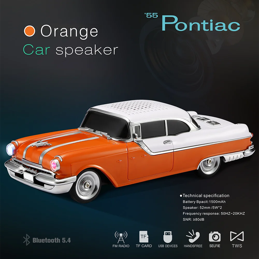 2024 Новое поступление стерео автомобильный динамик Bluetooth с TF USB FM AUX гарнитура TWS