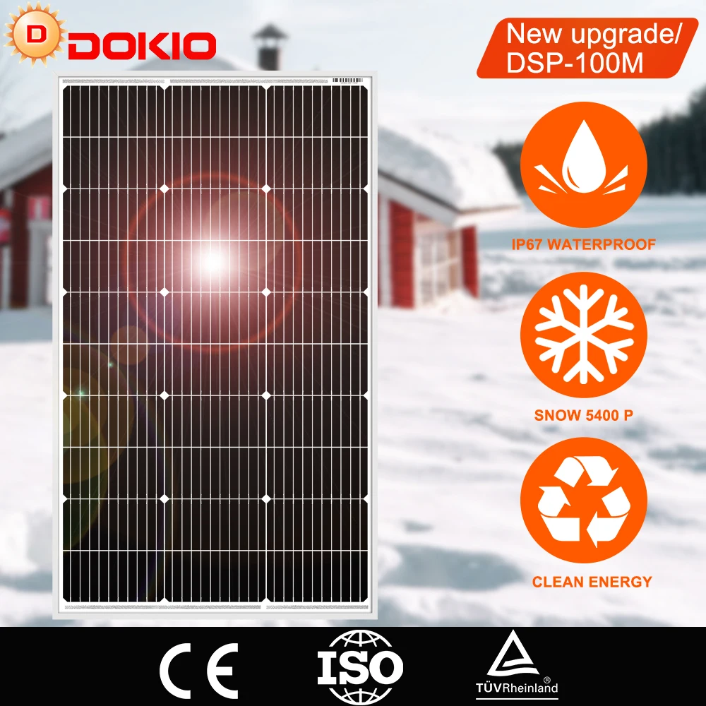 

Солнечная панель DOKIO, 100 Вт, 18 в, закаленное стекло