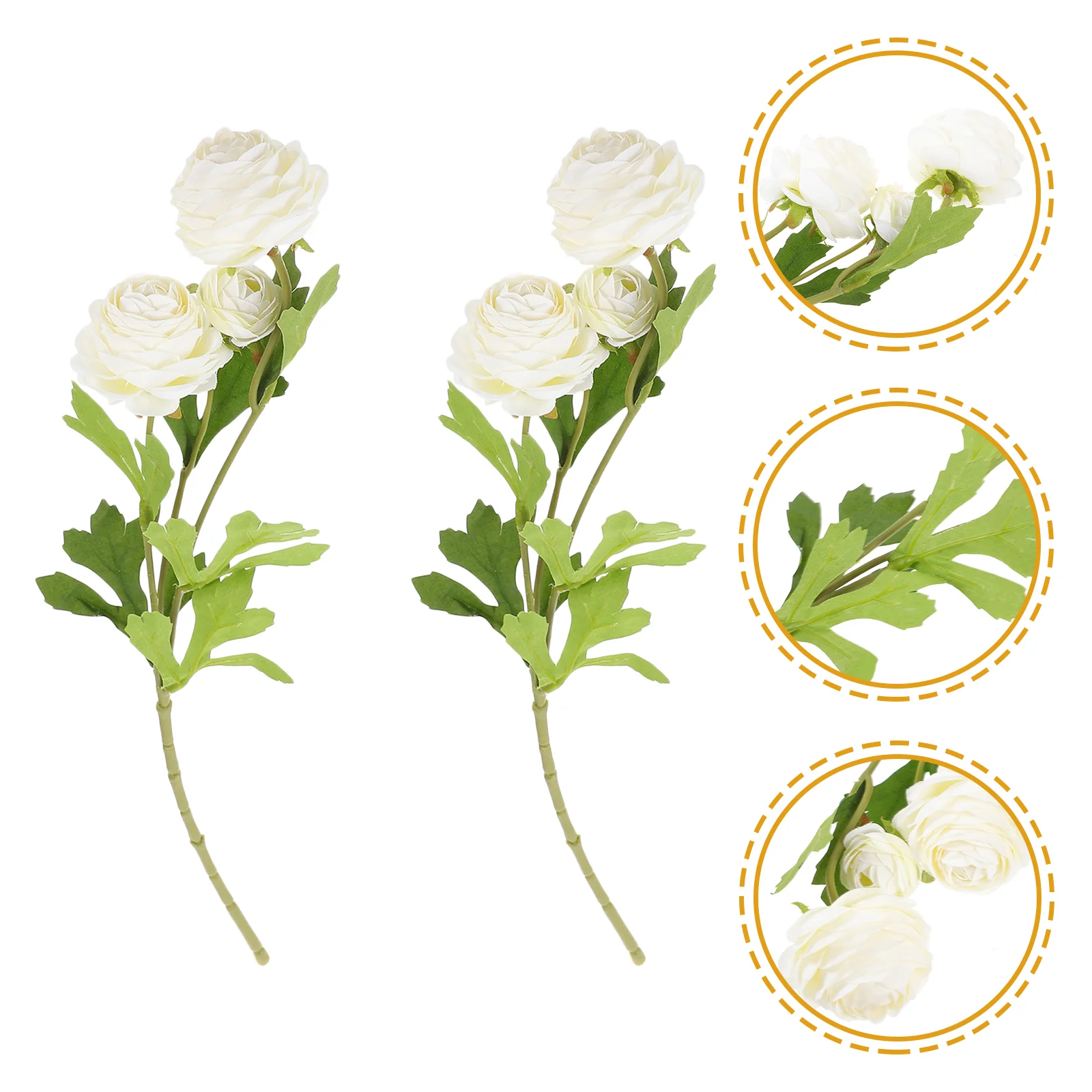 

2pcs Artificial 3-head Flower Bunches Fake Flower Realistic Flower Picks Decor