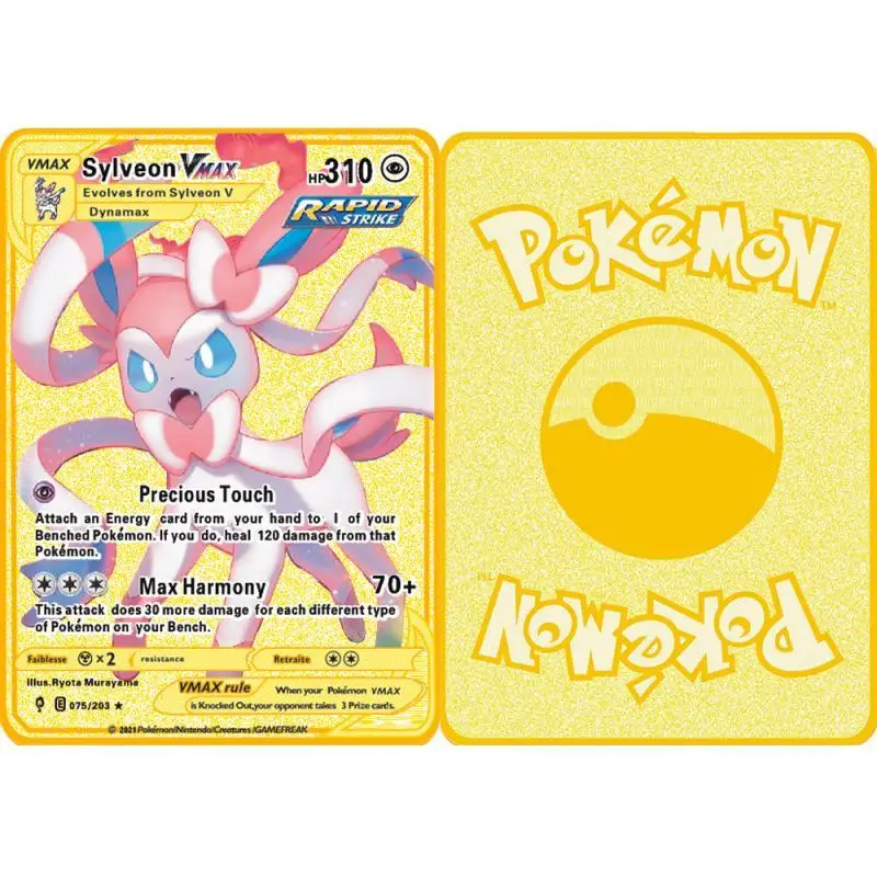 Фото Покемон Пикачу «сделай сам» карточка Eevee Charizard Garbodor Gyarados Umbreon Duraludon аниме золотистый металл Коллекционная игра №3