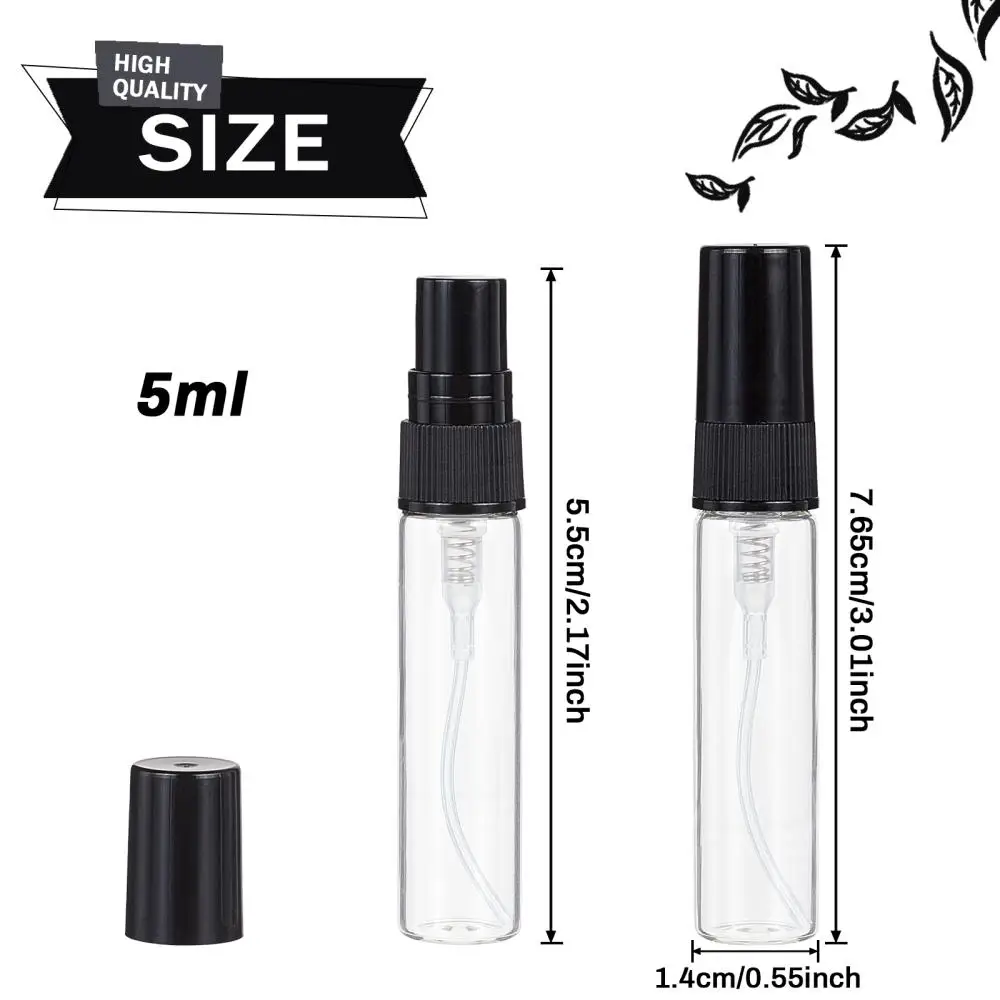 30Pcs Clear Refillable Glass Spray Bottles 5ml Mini Mist Bottle for Perfume Essential Oil Liquid Storage Travel Subpackaging Jar