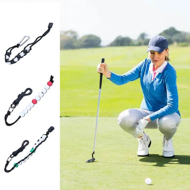 

Golf Stroke Score Counter Rhinestones Bead Nylon Woven Rope Golf Stroke Counter Golf Stroke Bead Counter Bracelet With Clip