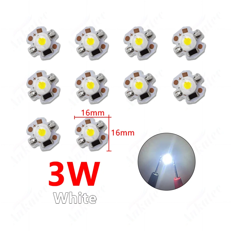 

LED бусины Ankatec одноцветные теплый белый, красный, зеленый, синий, розовый, золотой, желтый 1Вт 3Вт