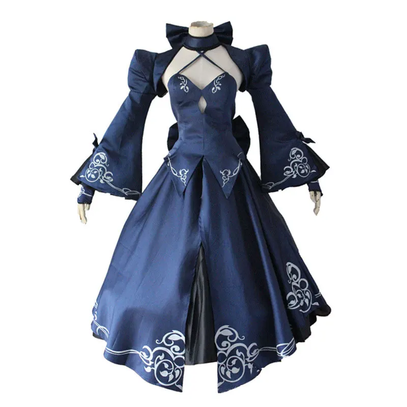 Фото Fate Stay Night Saber Alter Artoria Pendragon Косплей Костюм Женский Аниме FGO Zero Fate Черное Платье Невесты Готической Лолиты №2