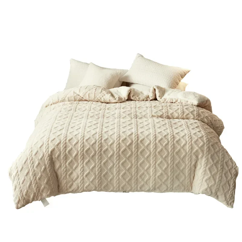 

Double Layer Thicken Taff Velvet Duvet Cover Lamb Fleece Sofa Blanket Single Double Queen King Quilt Cover with Zipper Bedding