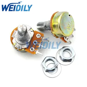 Линейный потенциометр WH148 B500K, вал 15 мм с гайками и шайбами, лидер продаж, 3 контакта, 2 шт.