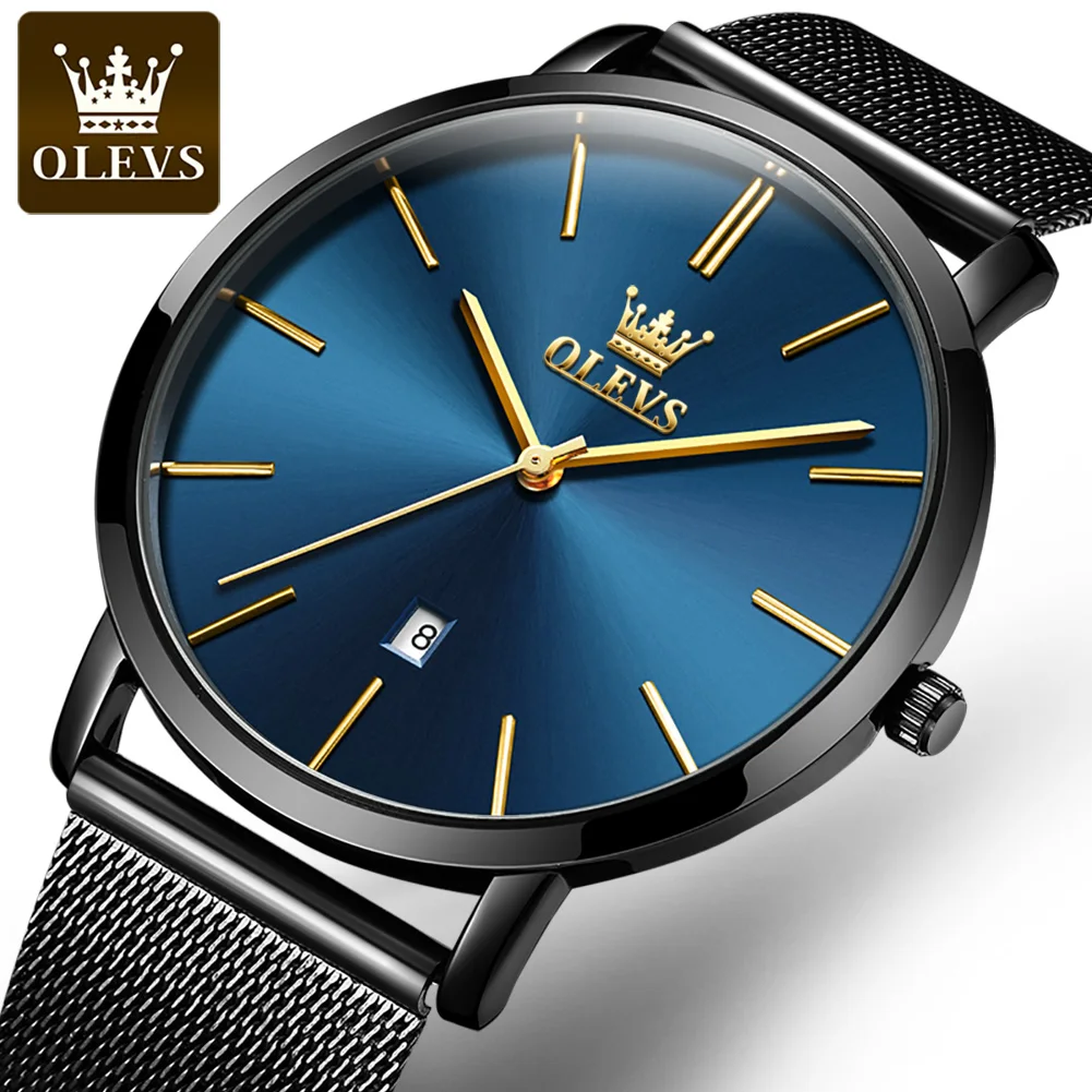 OLEVS New Watch for Men Minimalist Ultra Thin Fashion Casual Analog Quartz Date Watch Simple Big Face Dress Waterproof Watch5869