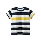 Новинка 2022 года; Летние детские футболки для мальчиков; Одежда в полоску с короткими рукавами; Модные хлопковые футболки для малышей