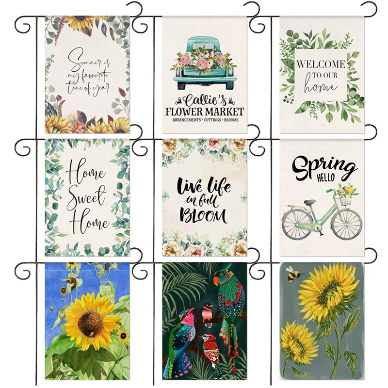 

WZH Garden Flag Sunflower Floral Bunny Print Outdoor Decor Welcome Banner Vertical 30*45CM(11.81IN*17.71IN)