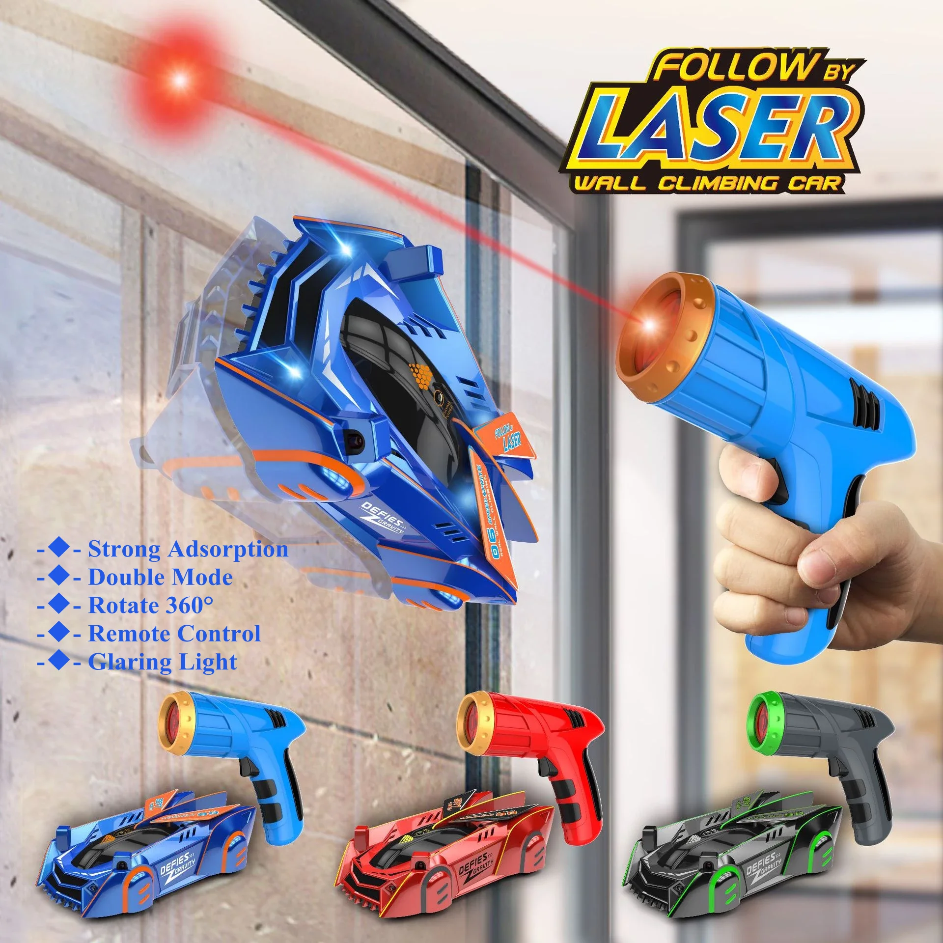Stunt Infrared Laser Tracking Wall Ceiling Climbing Follow Light Remote Control Drift Car Electric Anti Gravity Car Toys