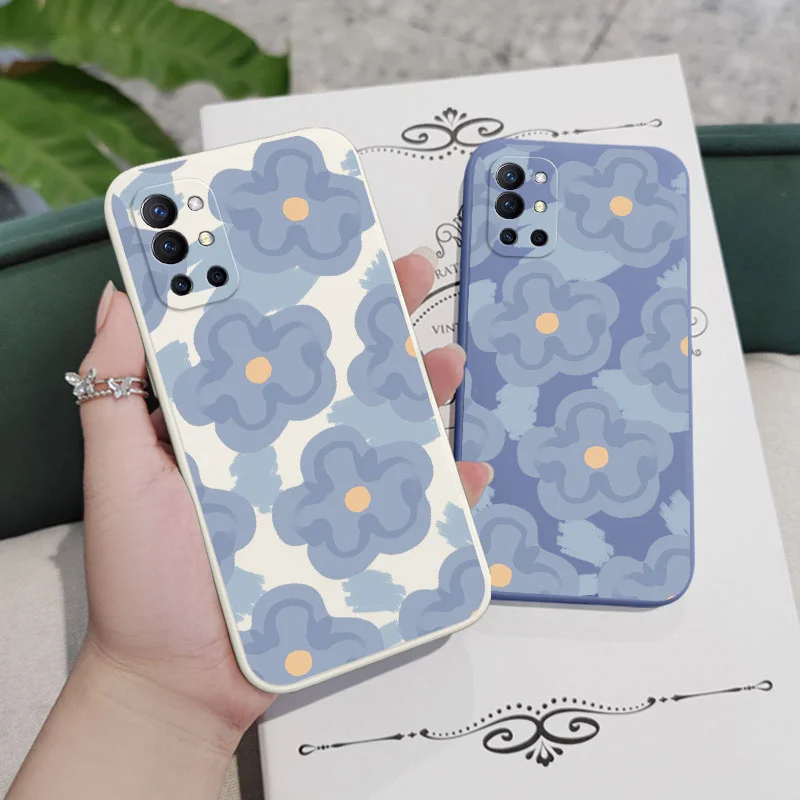 oil painting flower phone case for oneplus 9r 9rt 9 8t 8 7 7t pro 5g liquid silicone cover free global shipping