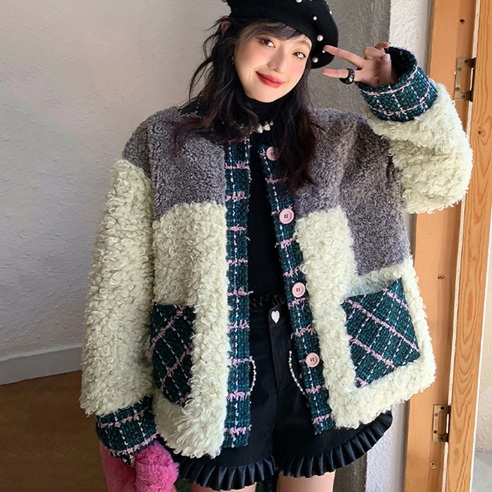 

2022 New Lamb Wool Winter Coat For Women Autumn Fashion Loose Faux Fur Jacket Female Casual Thicken Warm Short Cute Overcoats